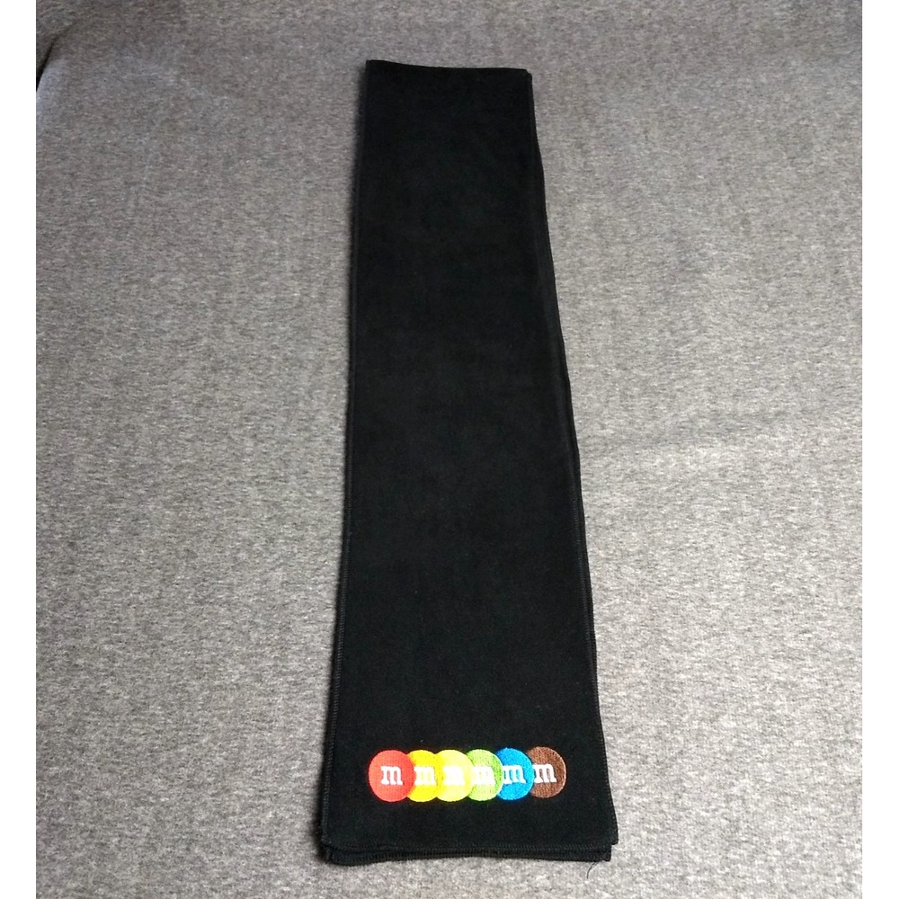 M&M World Winter Scarf Black 70"x8"‎ Embroidered Candy Colors Mars 2013